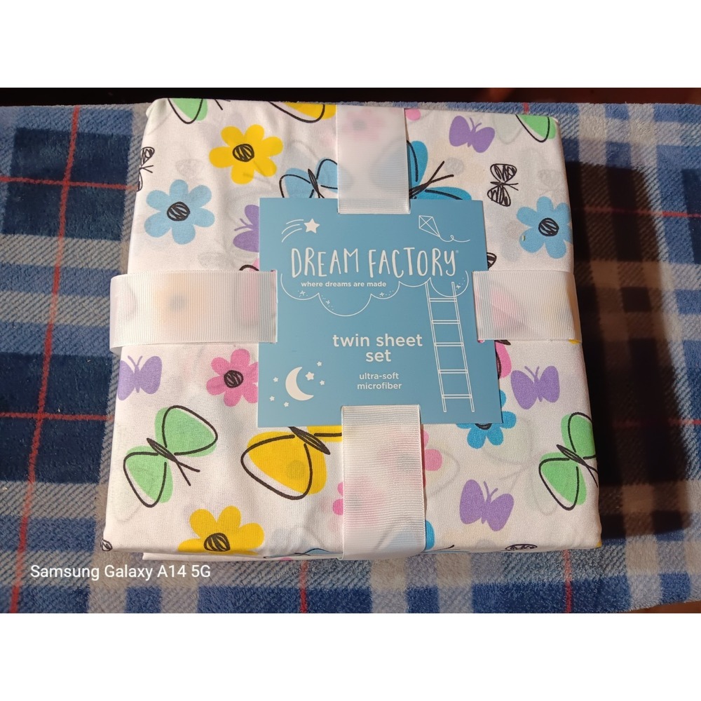 DREAM FACTORY Twin Sheet Set Sweet Butterfly Floral Ultra Soft Microfiber NEW